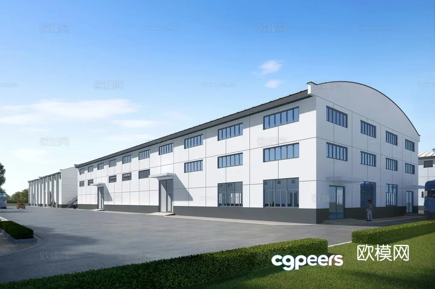 Grain depot factory appearance 3D model