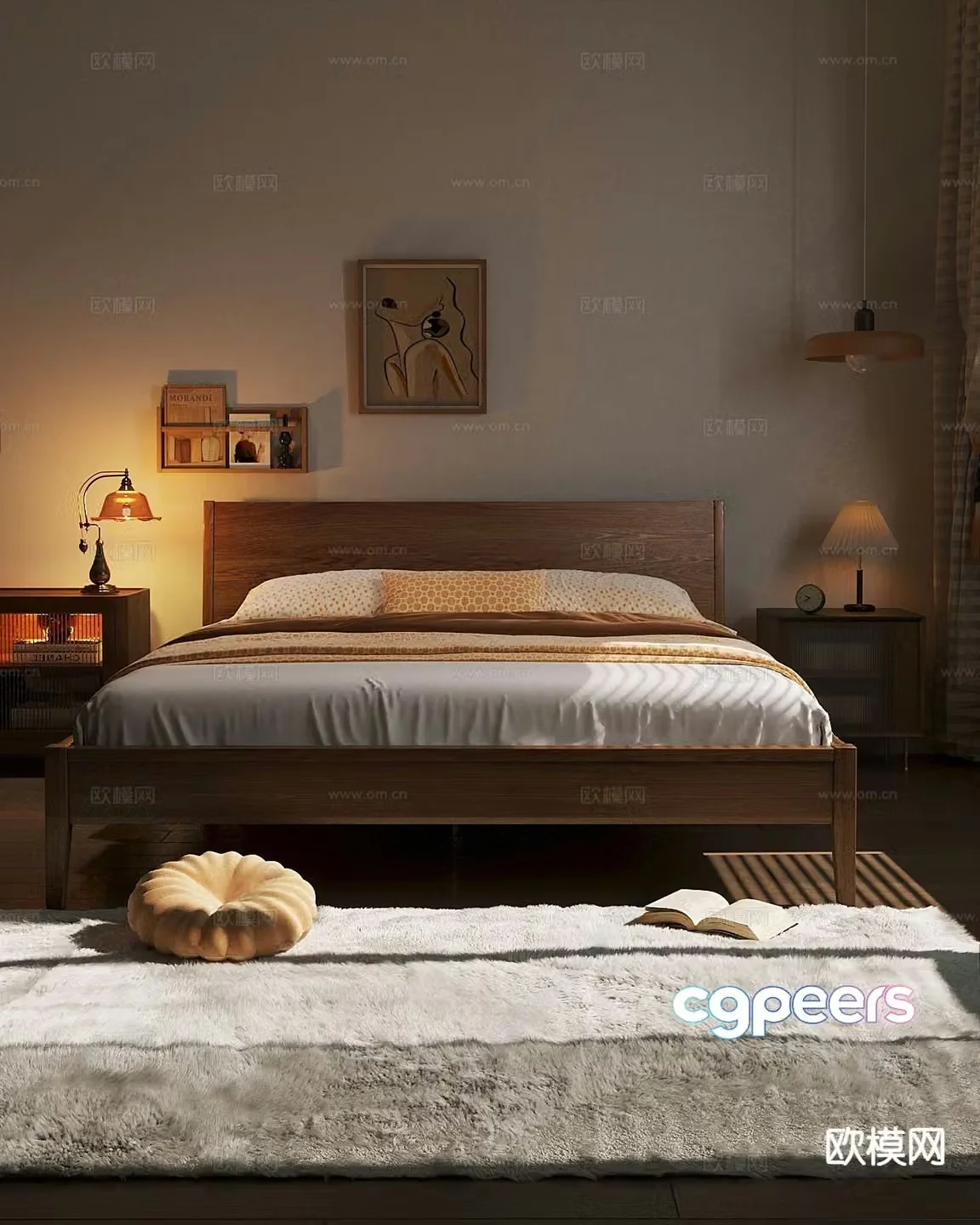 Retro double bed 3d model