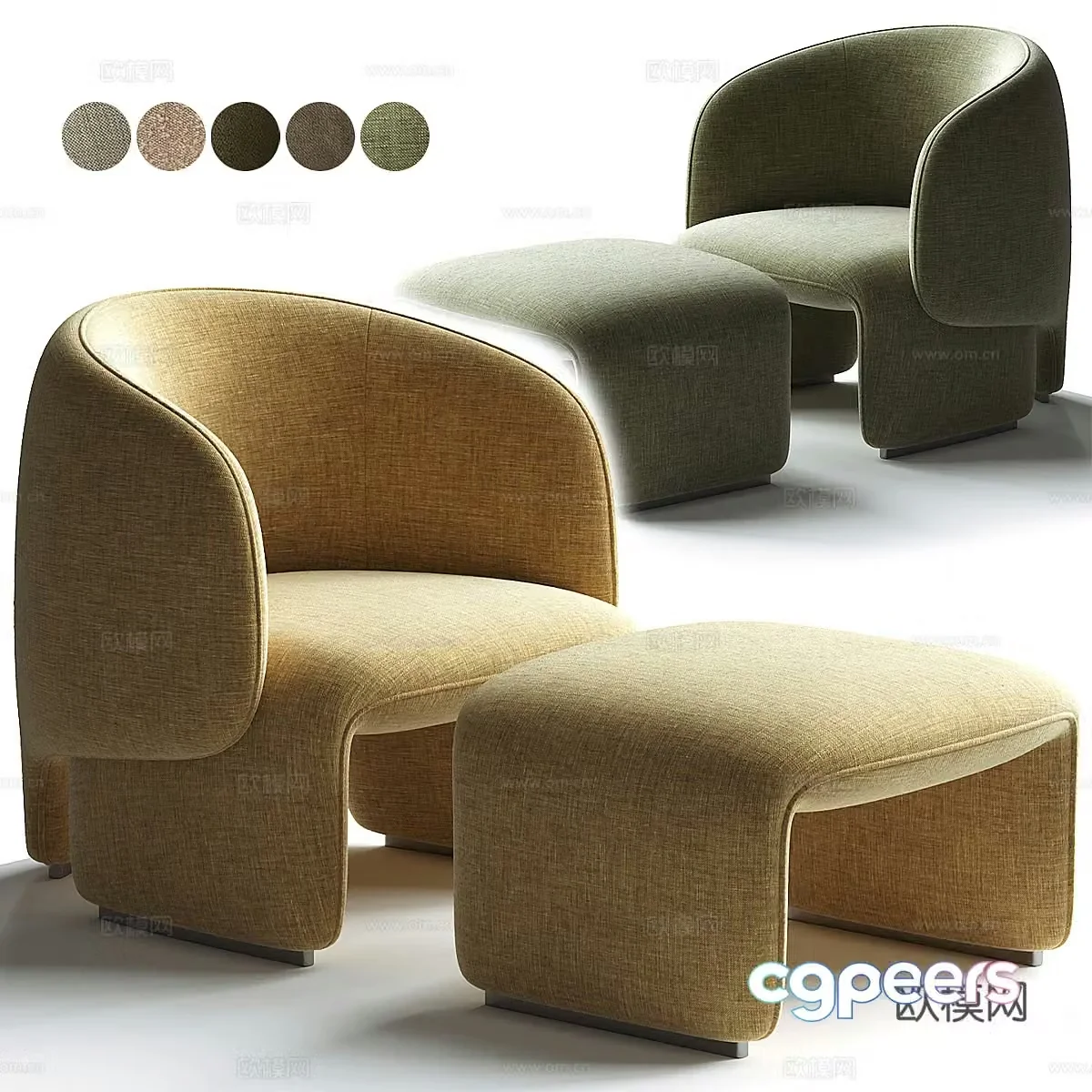 Modern Italian minimalist leisure chair 3d model