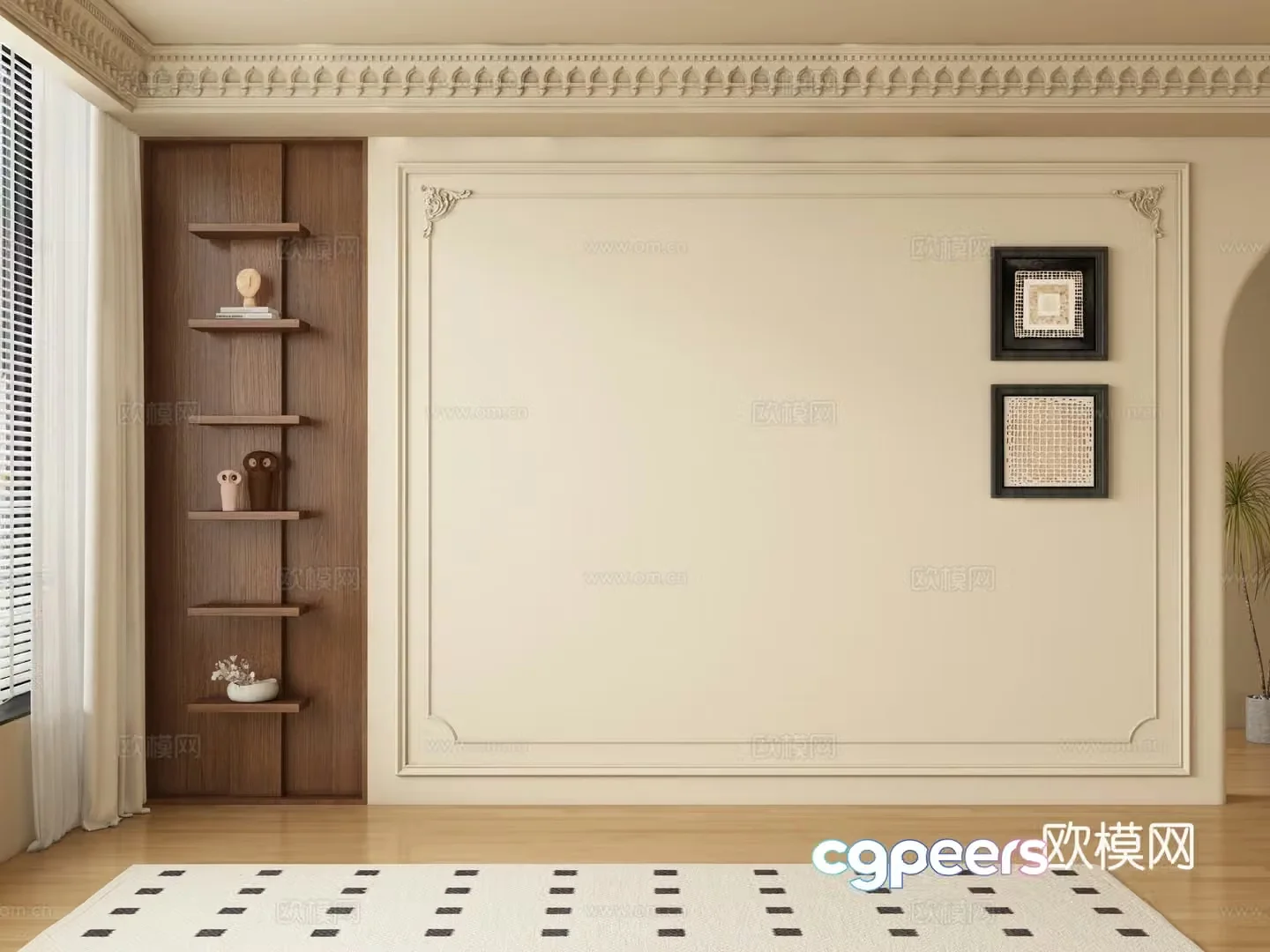 French restaurant background wall 3D model