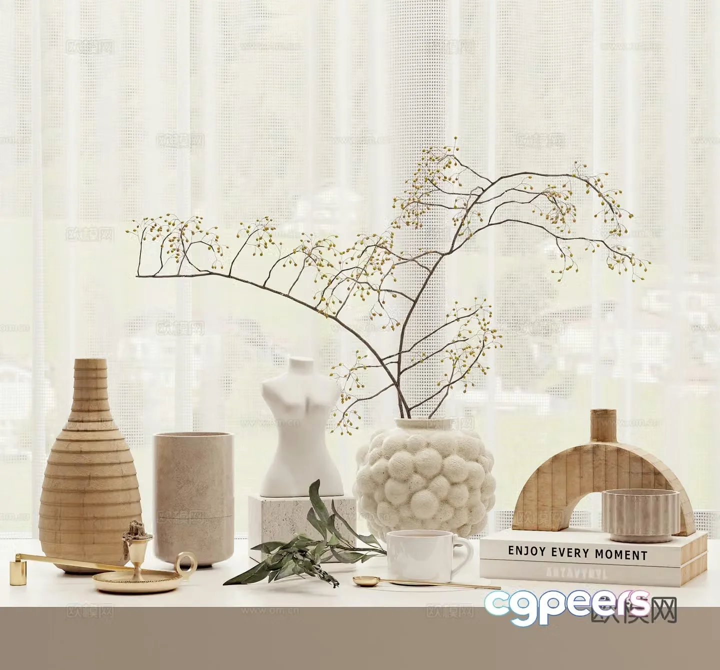 Combination ornament potted 3D model