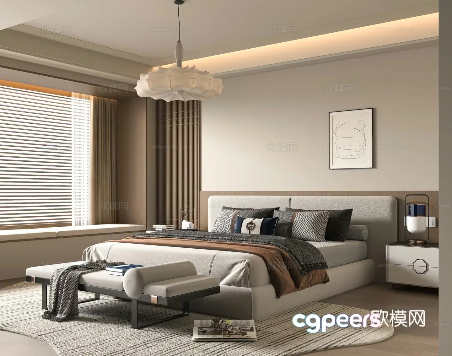 New Chinese bedroom 3D model