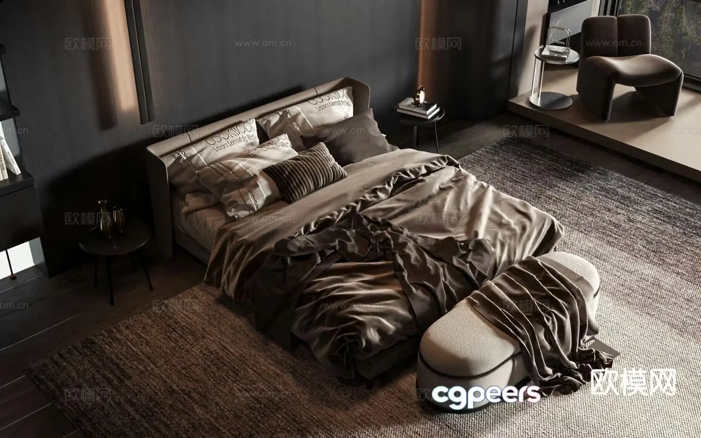 Italian double bed 3d model