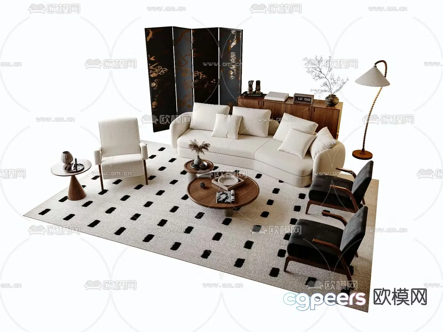 Medieval style sofa modular sofa 3d model