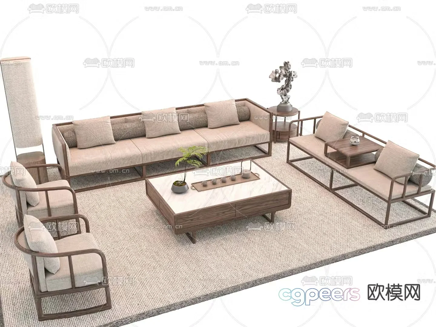 New Chinese style sofa set 3d model