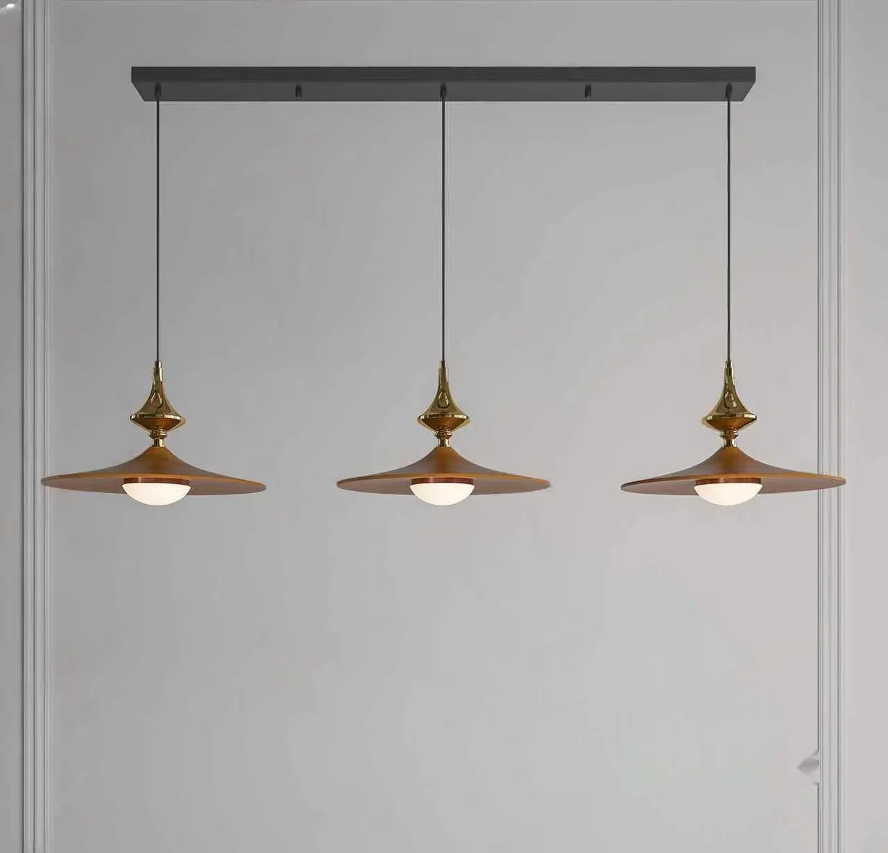 Three Light Fixtures With Gold Accents 3D Model – 1508 – VRAY Render
