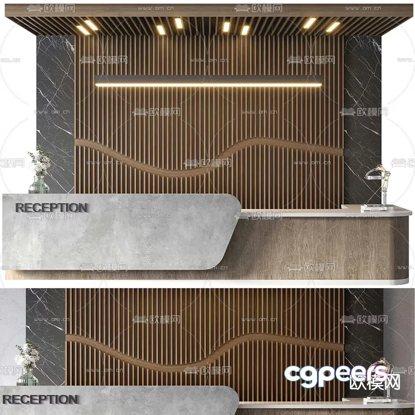 Front desk reception desk service desk 3d model
