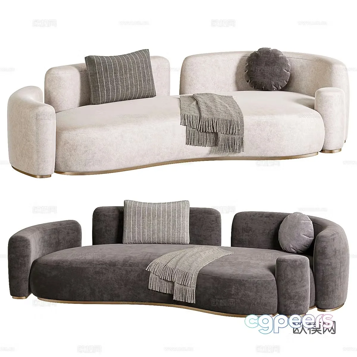 Modern three-person sofa 3d model