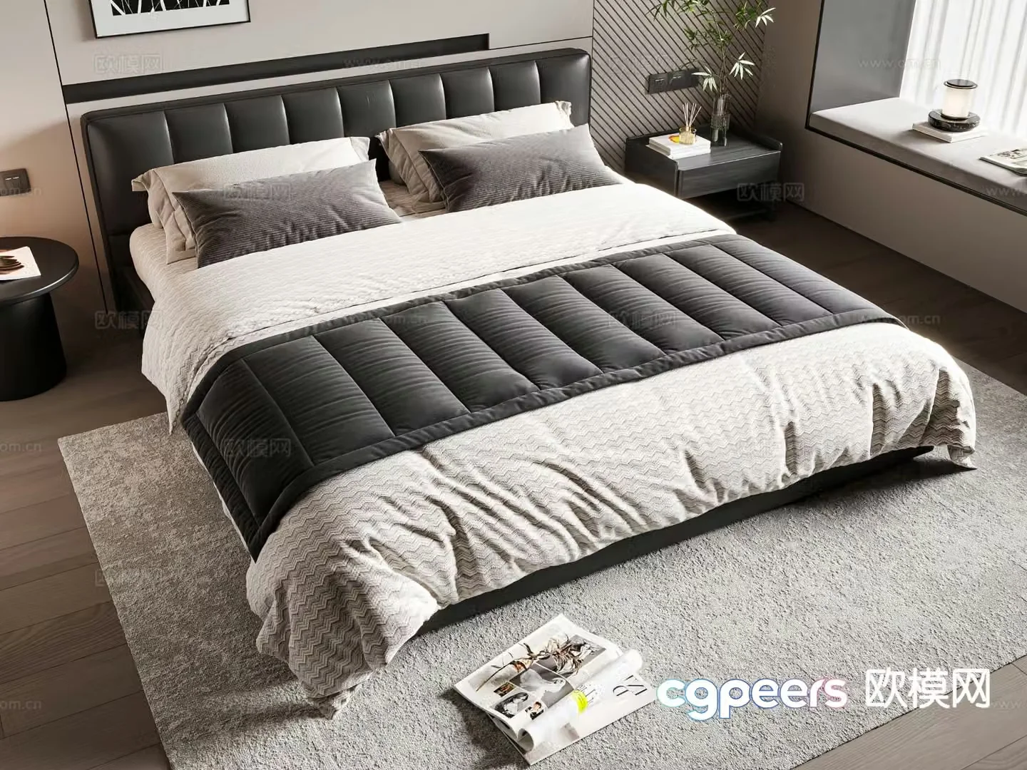 Modern double bed 3d model