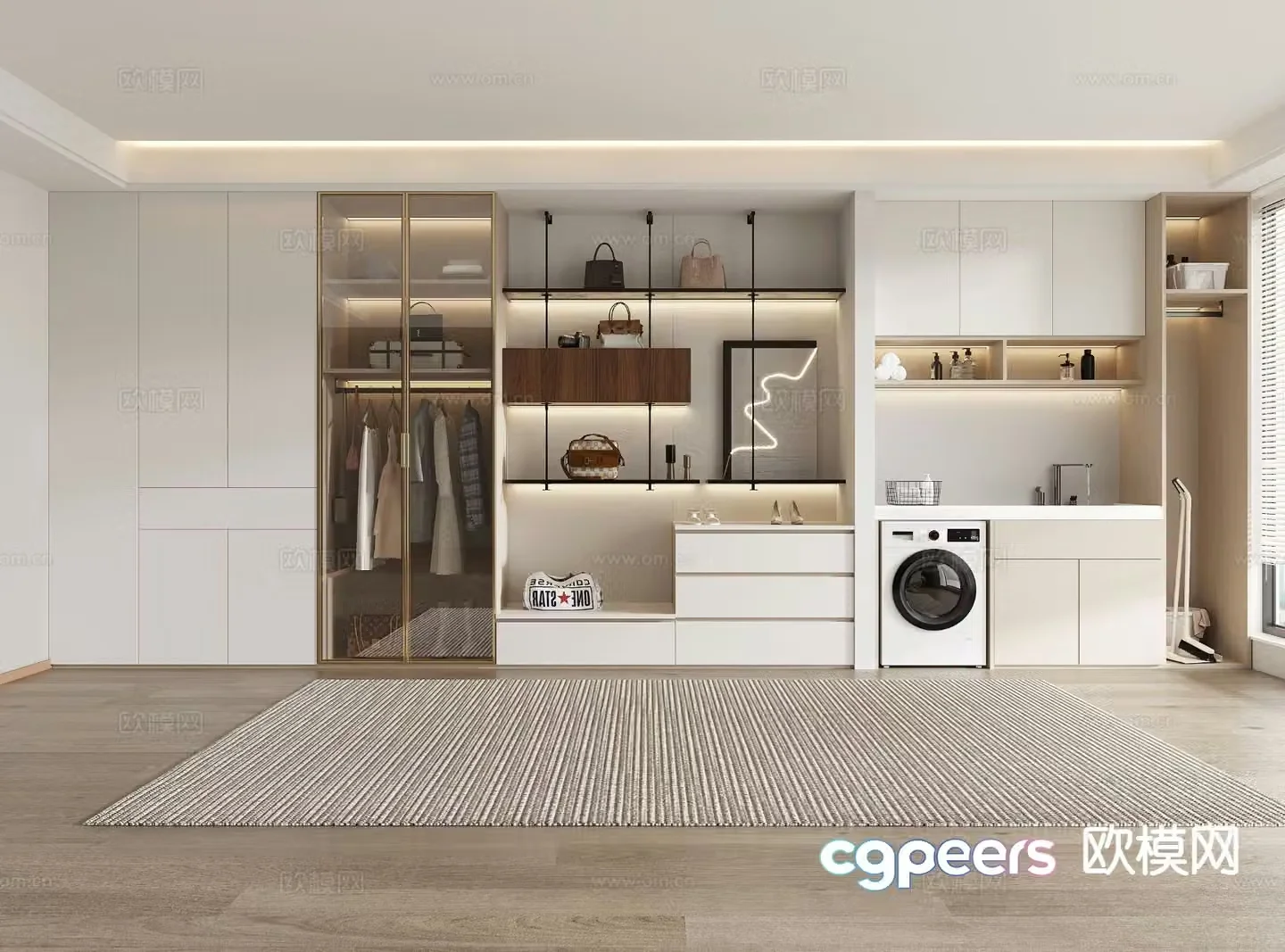 Modern wardrobe washing machine cabinet balcony cabinet 3d model