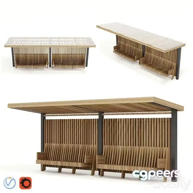 3ds Max Free – Canopy with benches