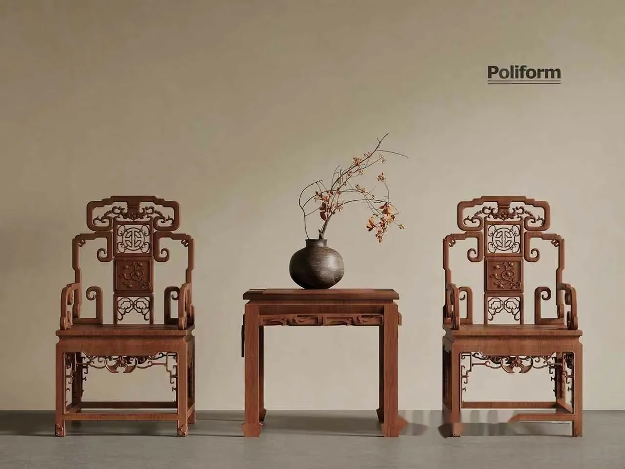 Wooden Furniture Set 3D Model – 13916 – VRAY Render