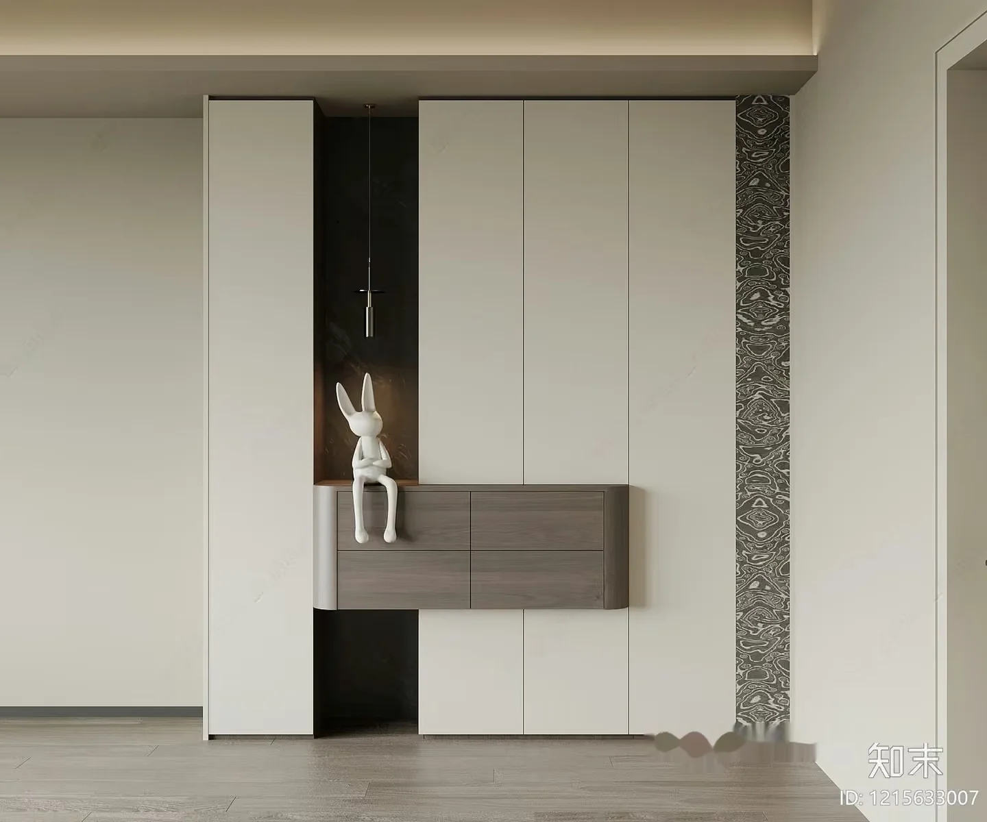 Modern White And Grey Wall 3D Model – 9914 – VRAY Render