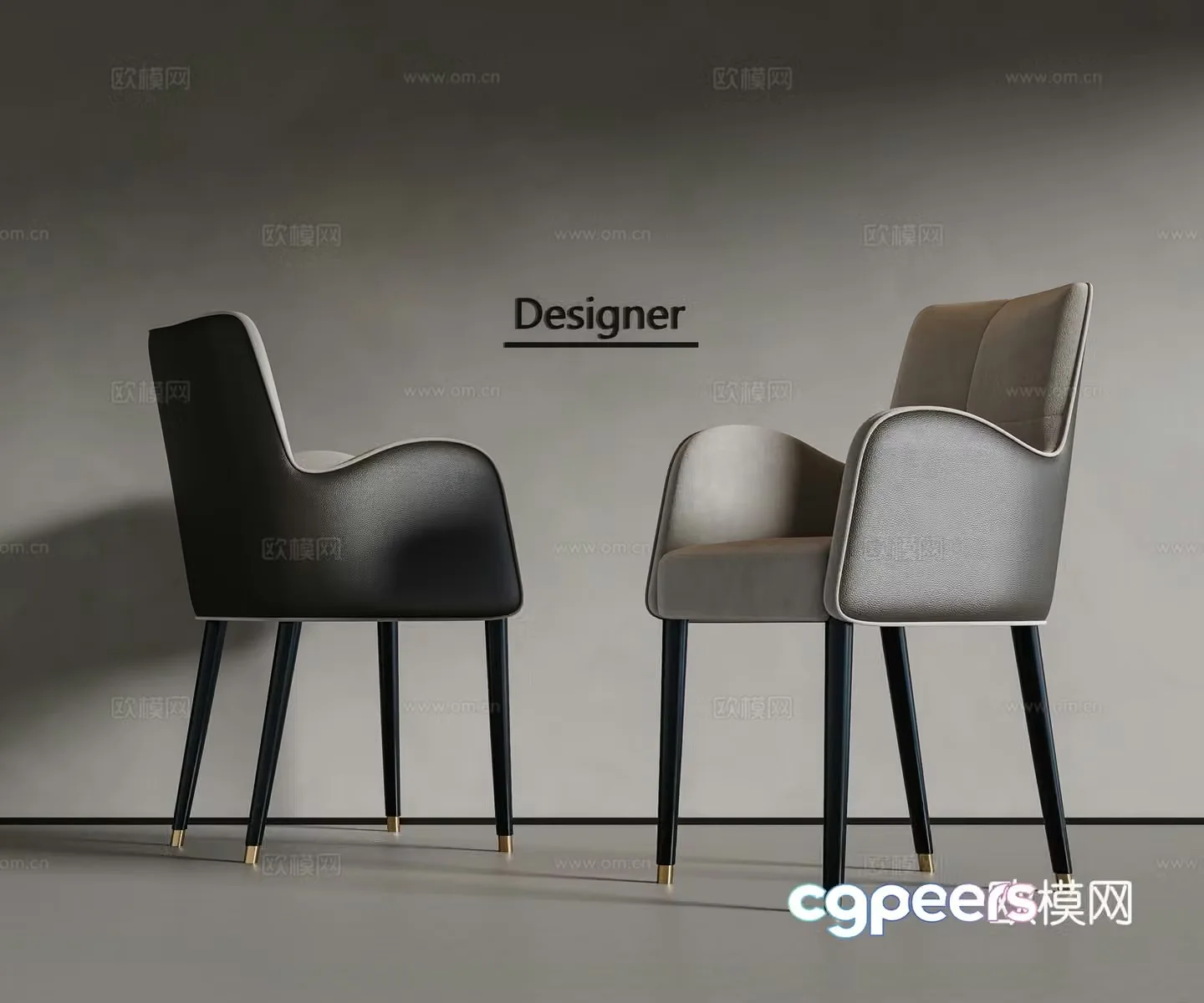 Modern single chair dining chair 3d model