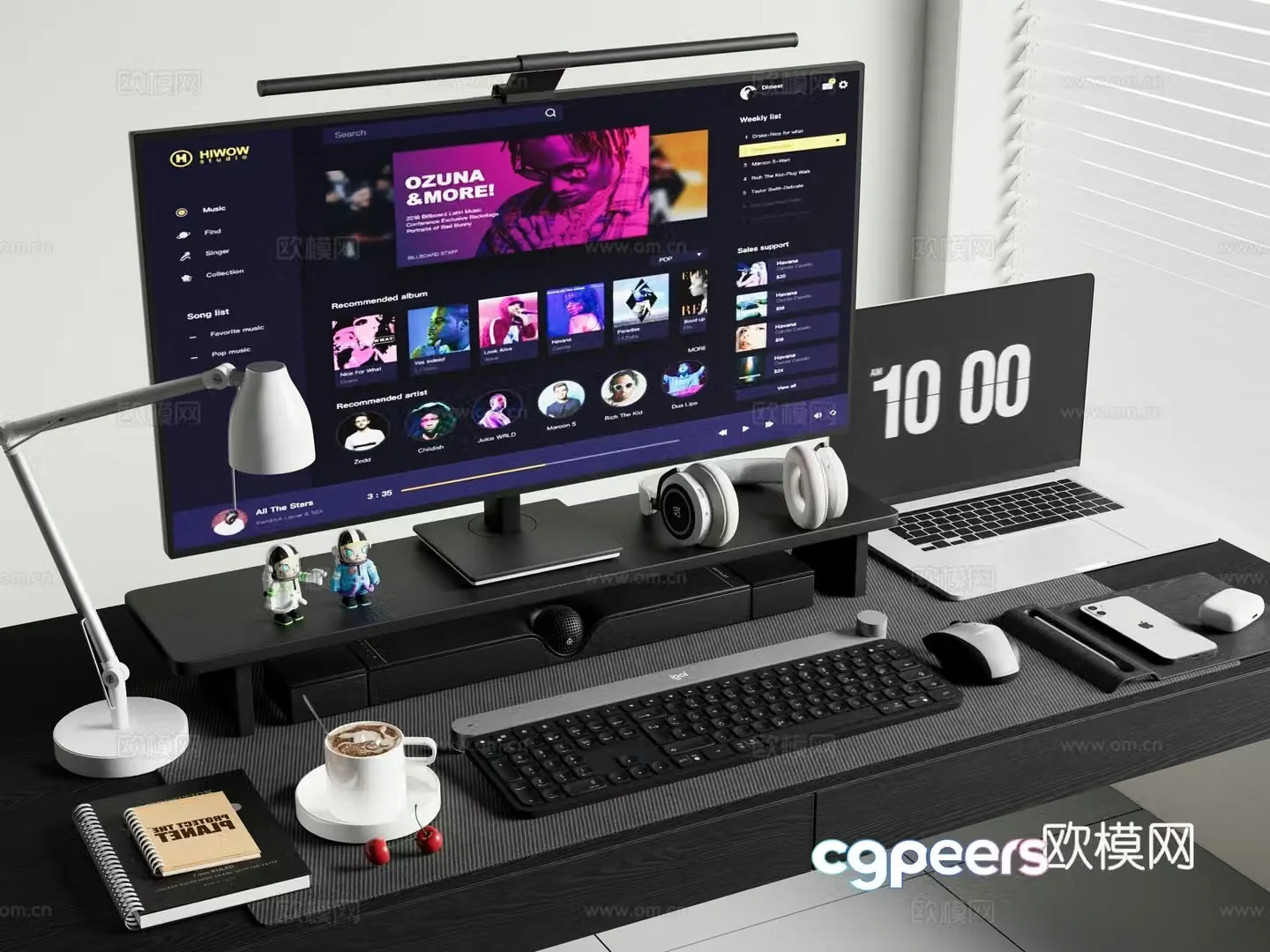 computer desktop computer laptop keyboard 3d model