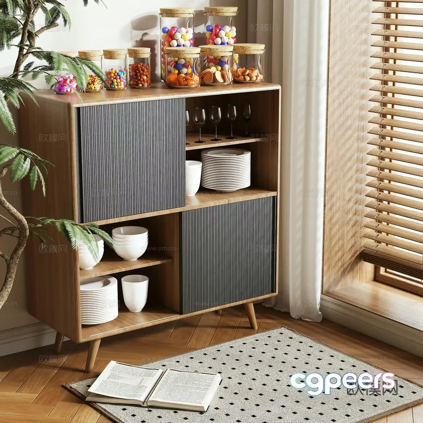 Medieval style sideboard 3d model