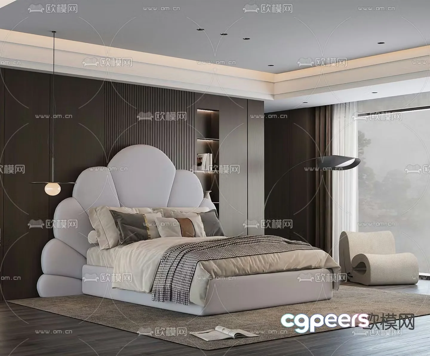 Italian double bed 3d model