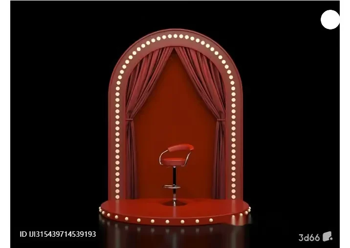 A Red Stage With A Single Chair 3D Model – 8346 – VRAY Render