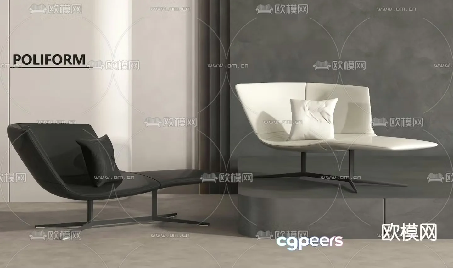 Modern lounge chair chaise longue chaise longue 3d model