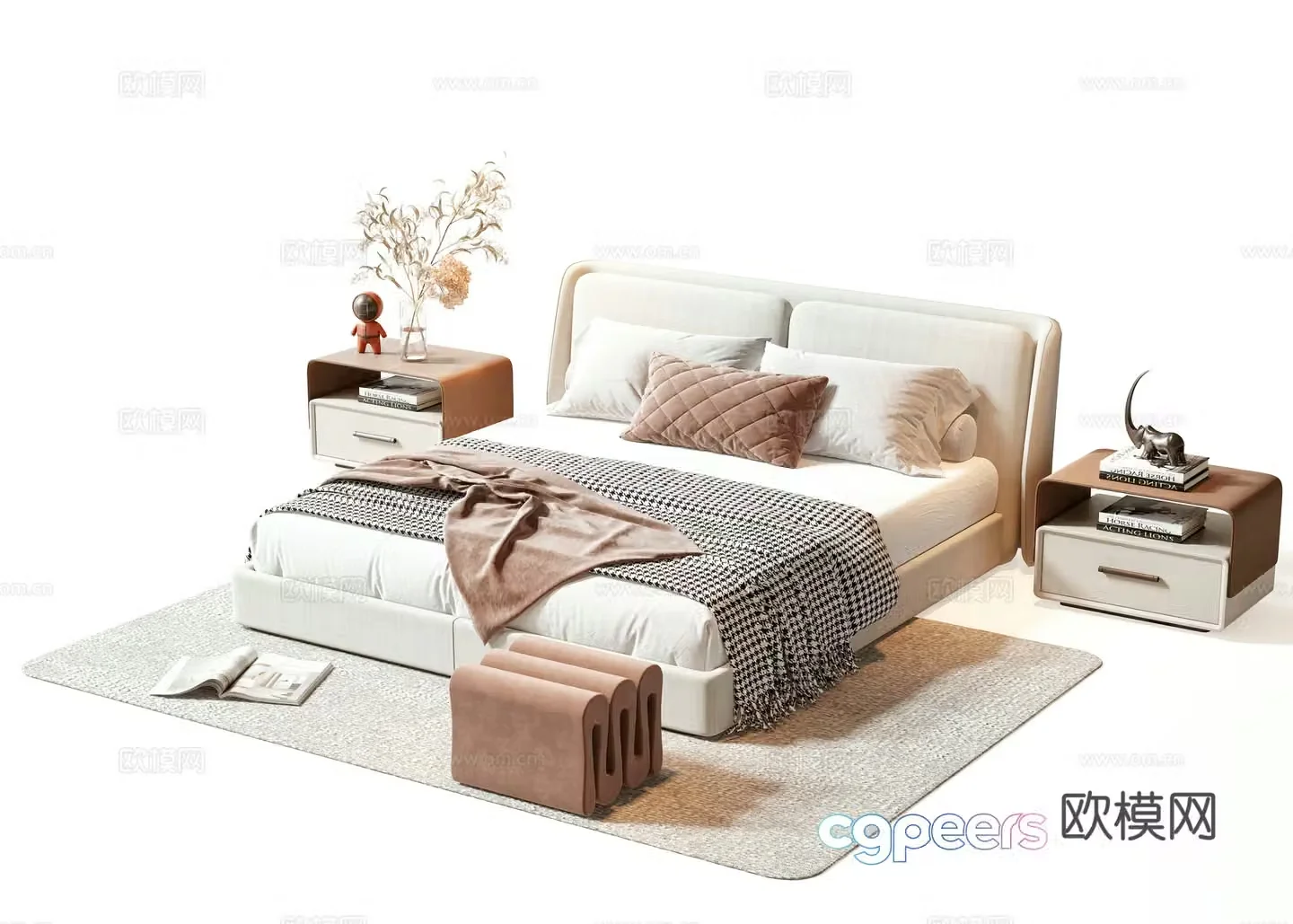 Modern double bed 3d model