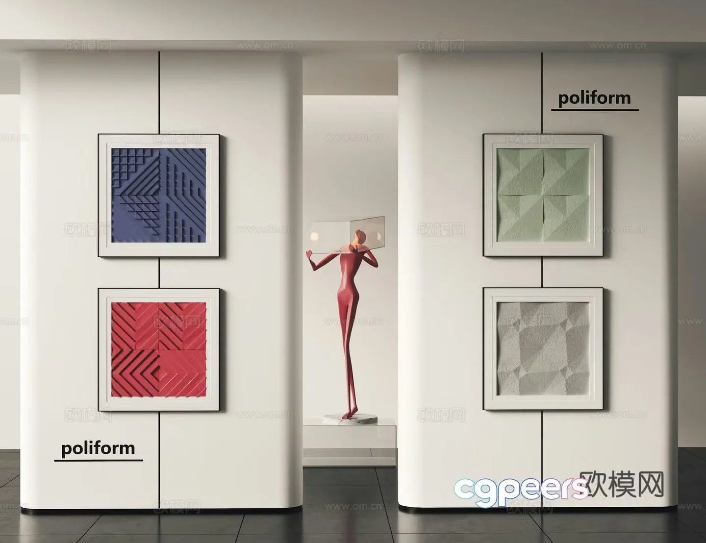 Modern decorative hanging painting combination 3D model