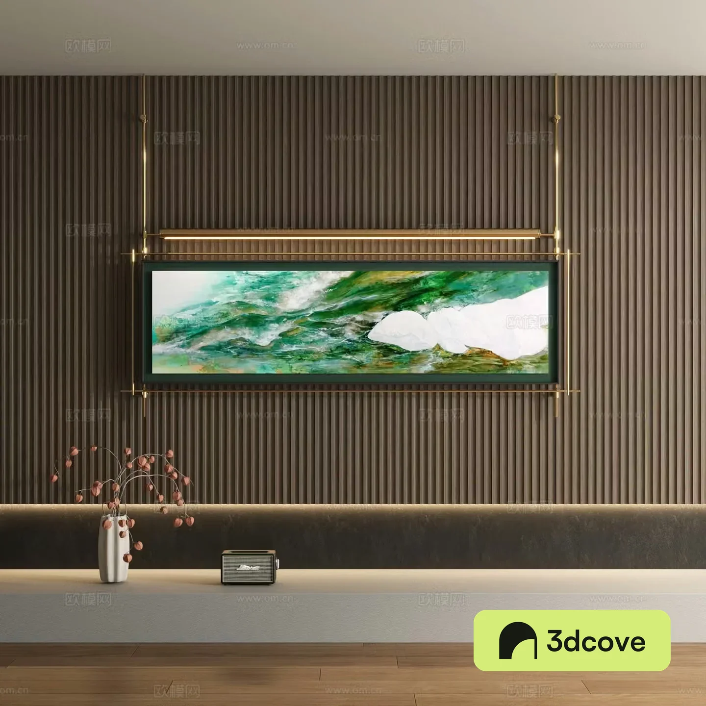 New Chinese style metal pole hanging painting decorative painting