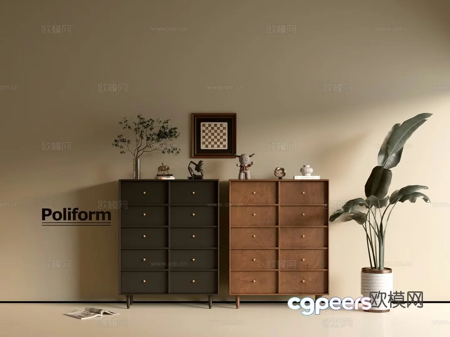 Modern wood grain cabinet ins wind minimalist wind cabinet whole cabinet sideboard balcony cabinet storage 3D model