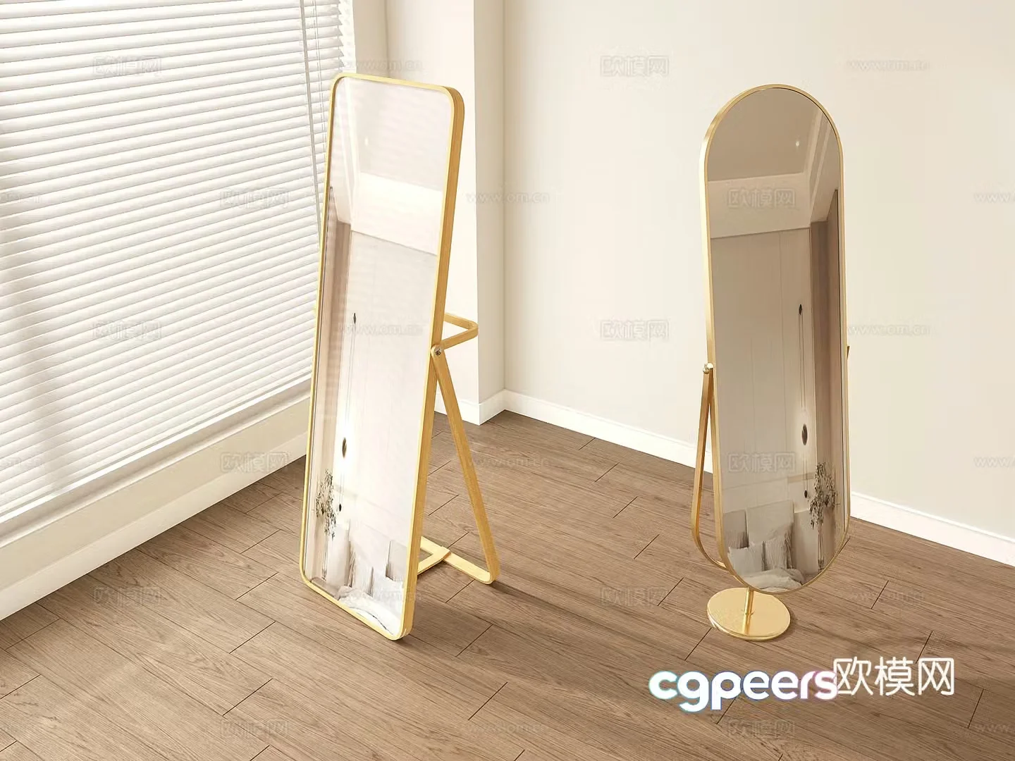 Creamy style internet celebrity ins full-body mirror floor-standing mirror dressing mirror mirror 3d model