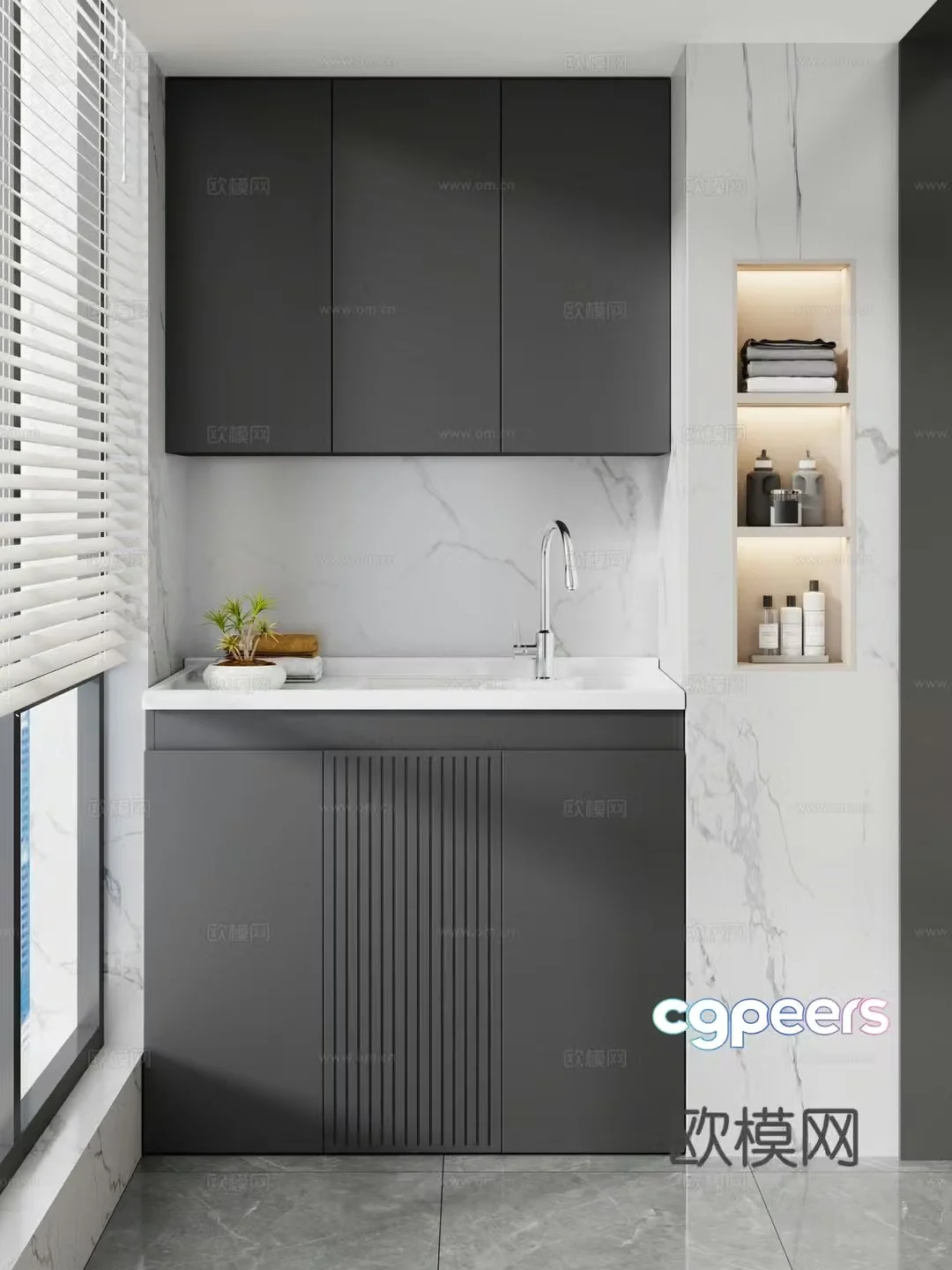 Balcony cabinet bathroom cabinet 3d model