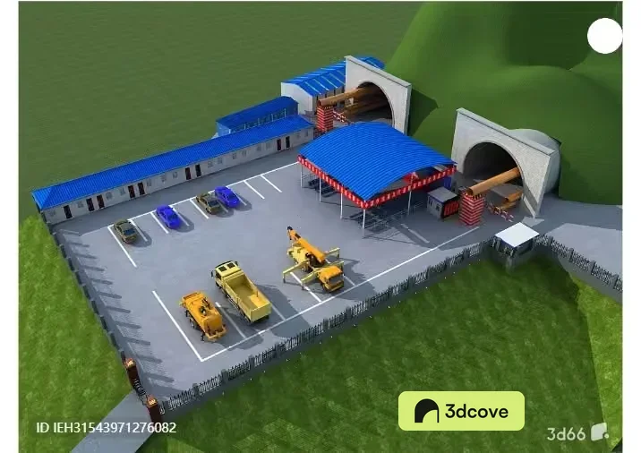 A 3D Rendering Of A Building With A Parking Lot