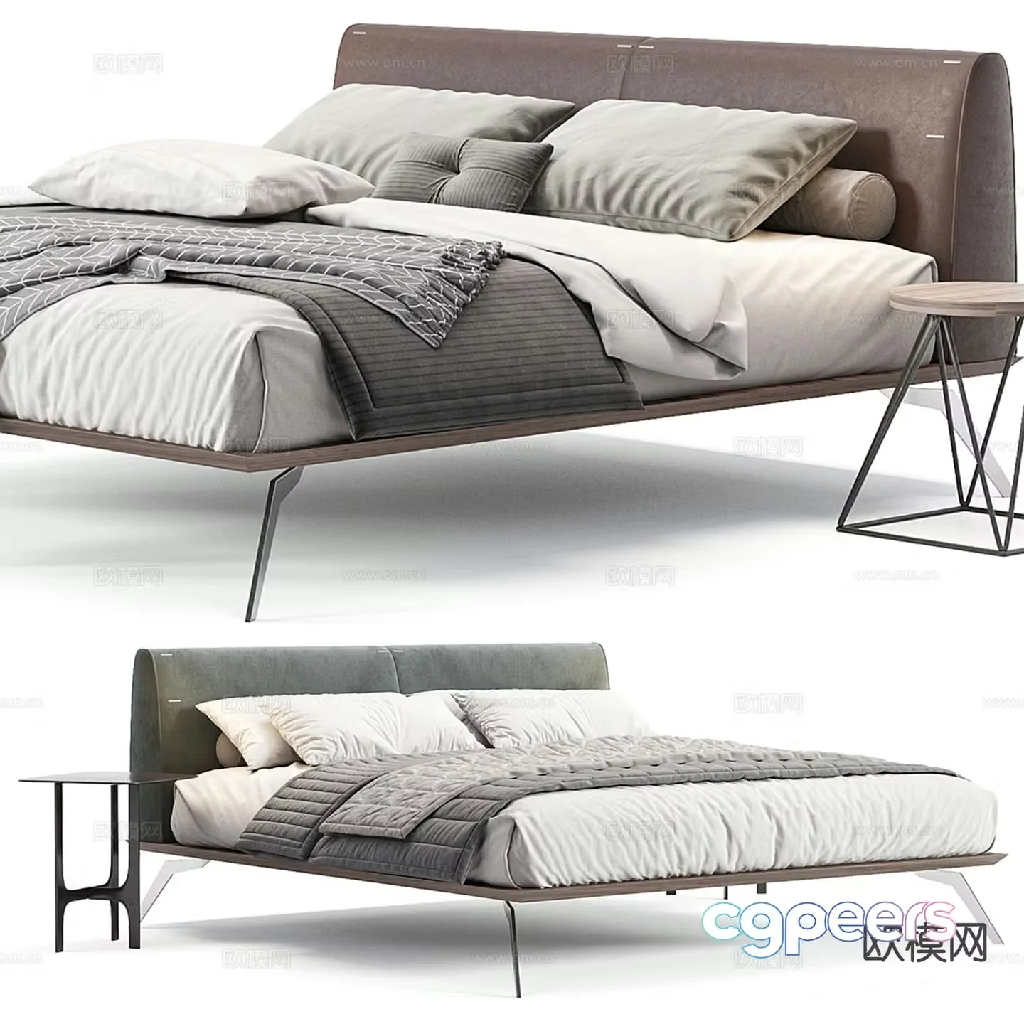 Modern double bed 3d model