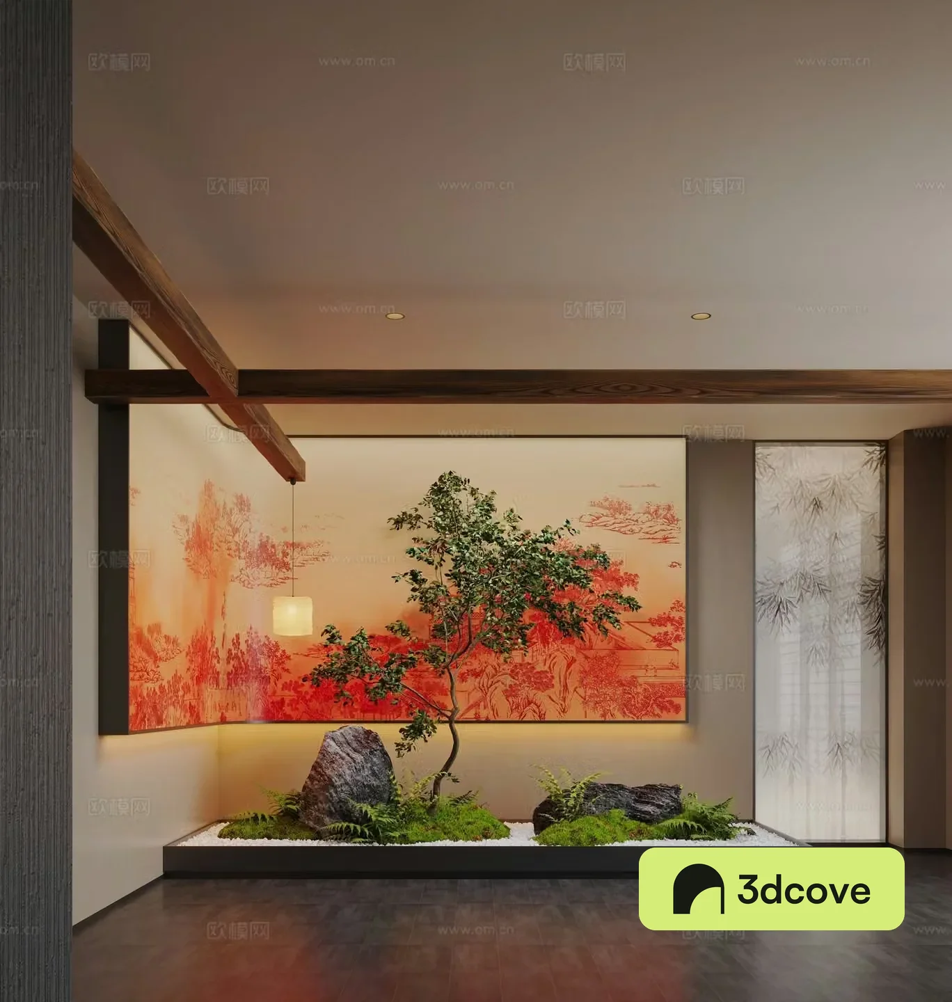 New Chinese style interior landscape bryophyte