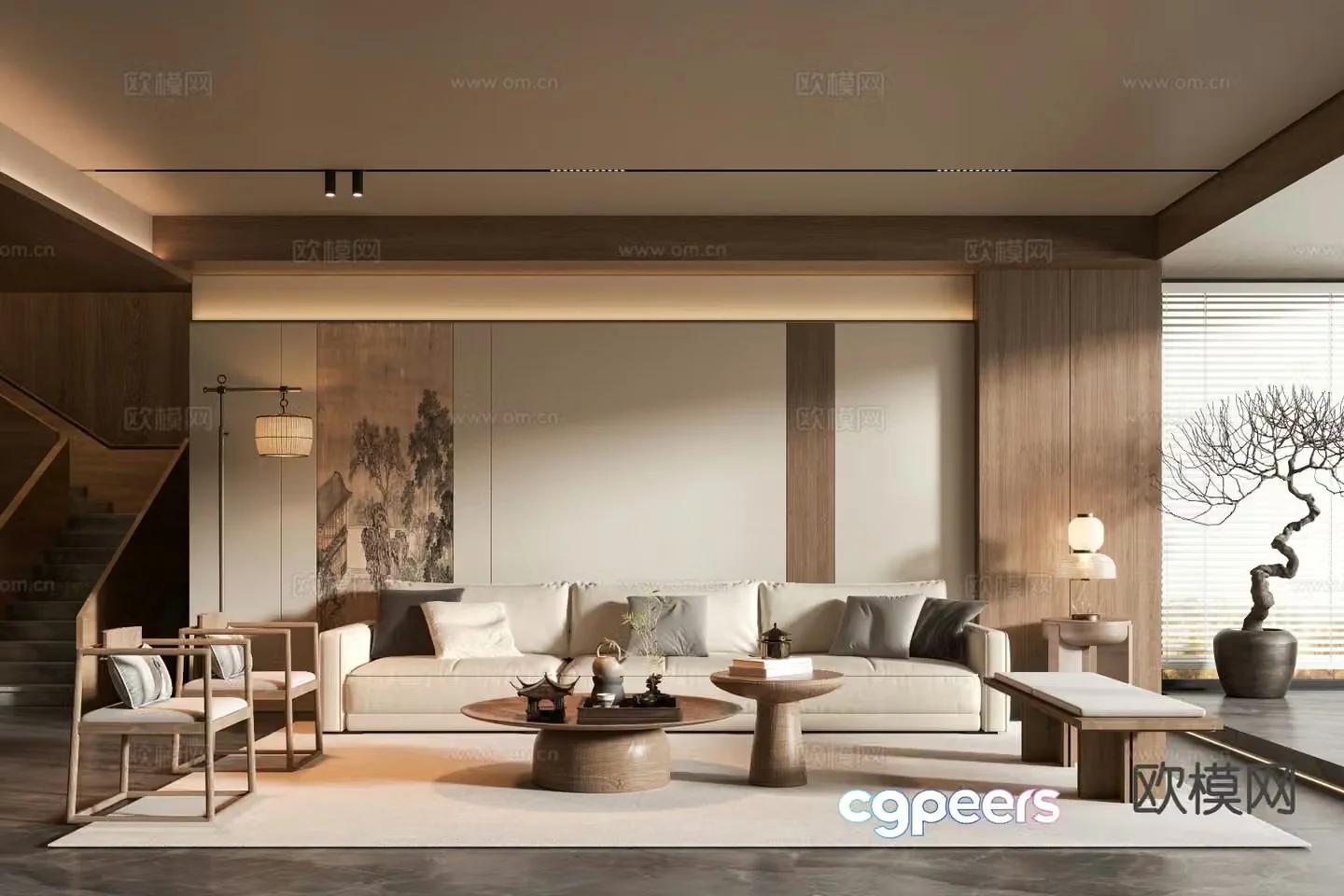 New Chinese style living room 3d model