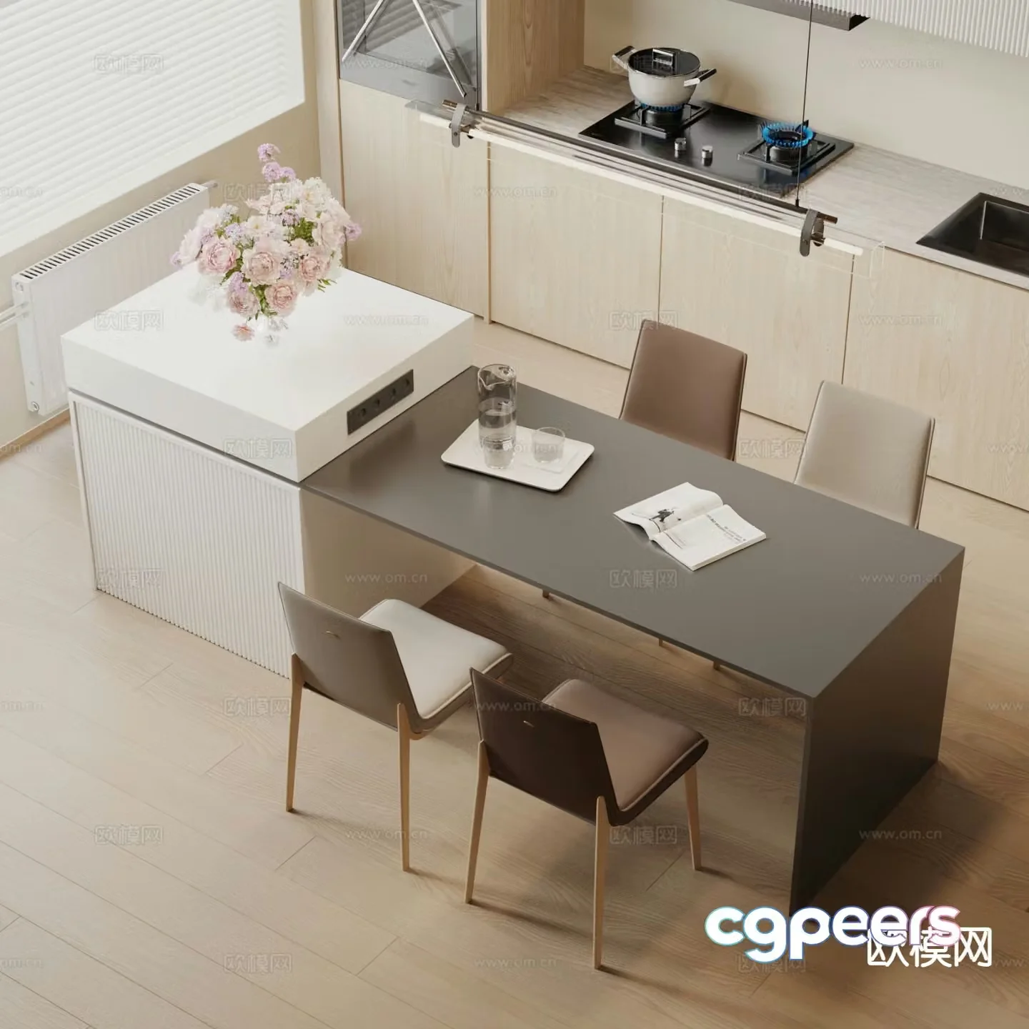 Modern island dining chair 3d model