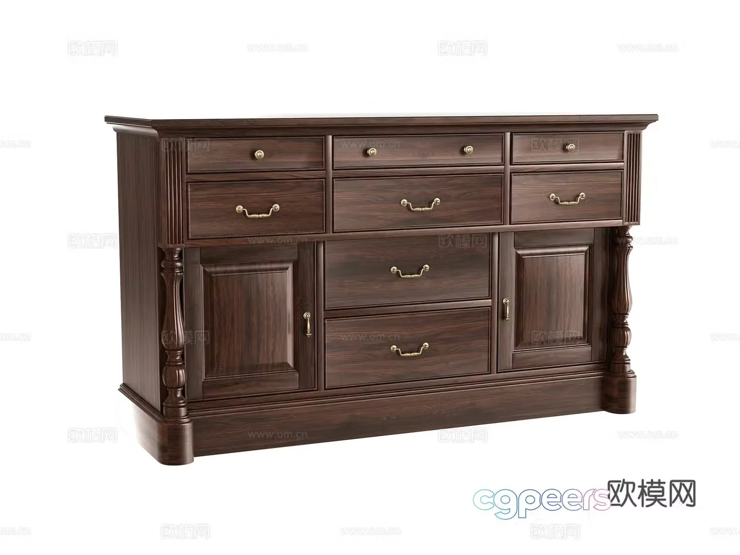 New Chinese sideboard solid wood cabinet 3D model