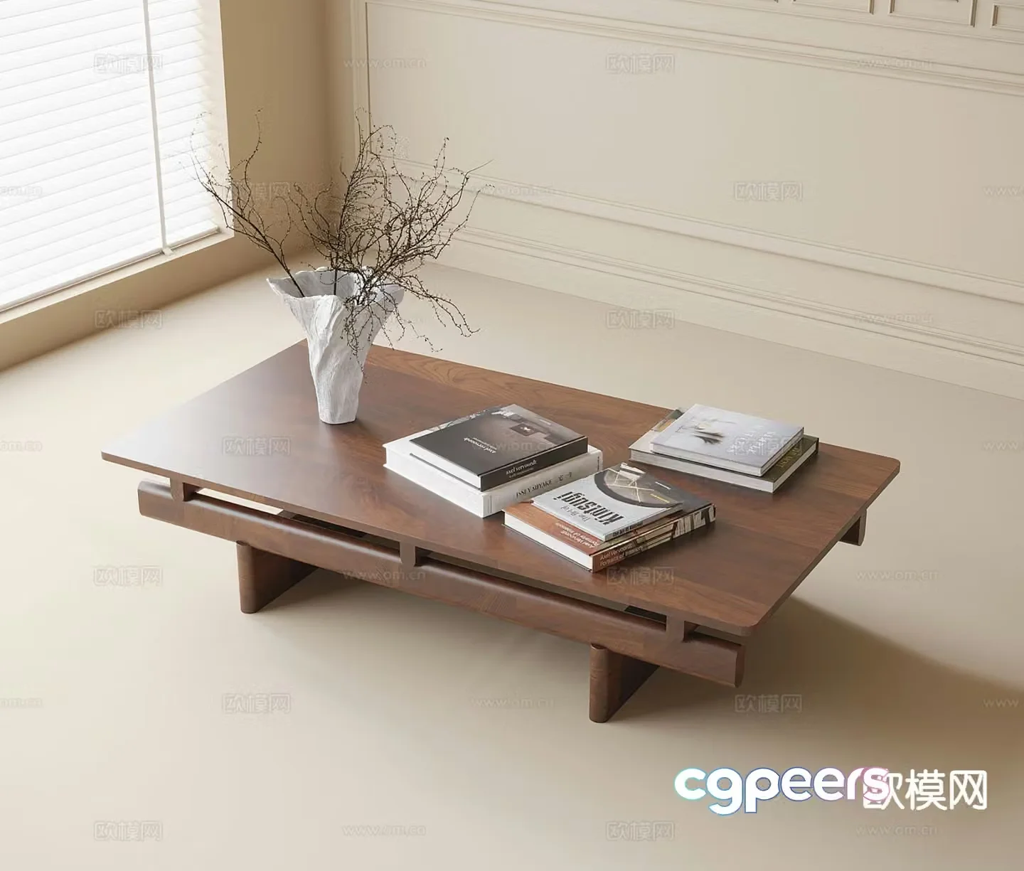 Medieval style coffee table solid wood coffee table 3d model