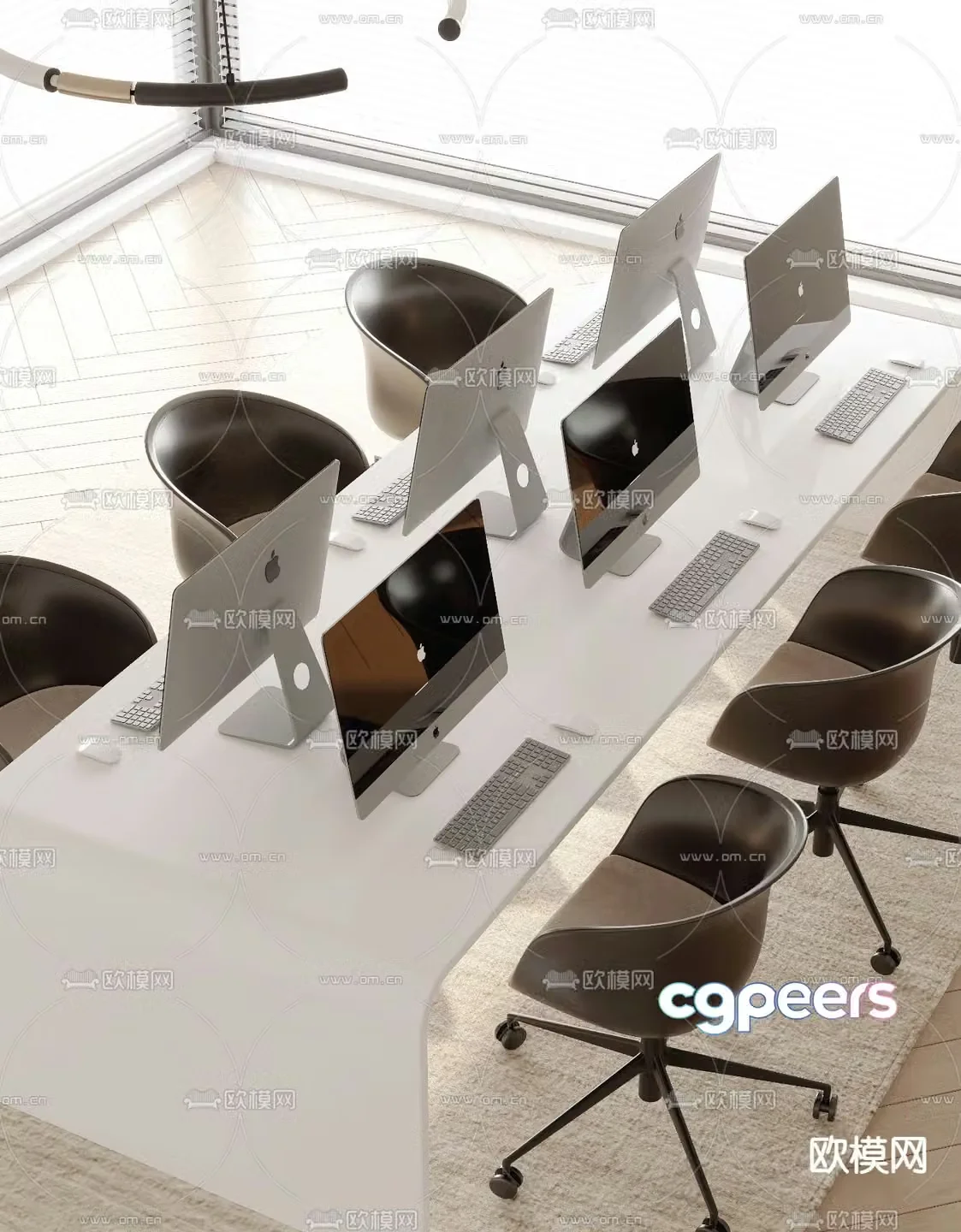 Office desk and chair position card space 3d model