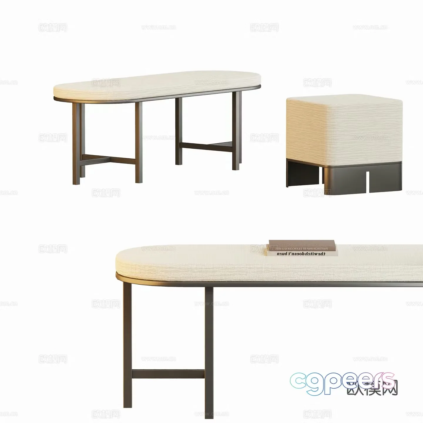 Modern stool bench strip bench bed tail stool 3d model