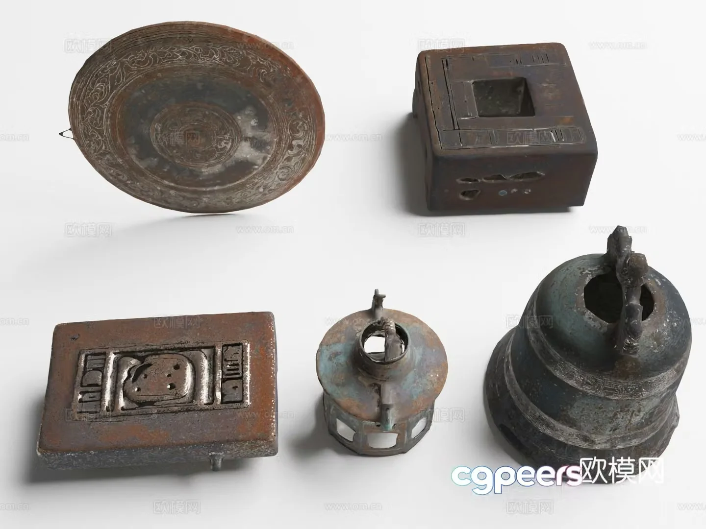 Cast iron items Cast iron material Chime 3d model