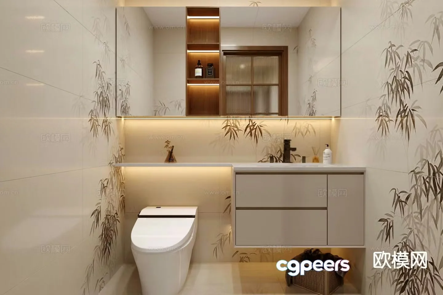 Chinese Song style bathroom public bathroom 3D model