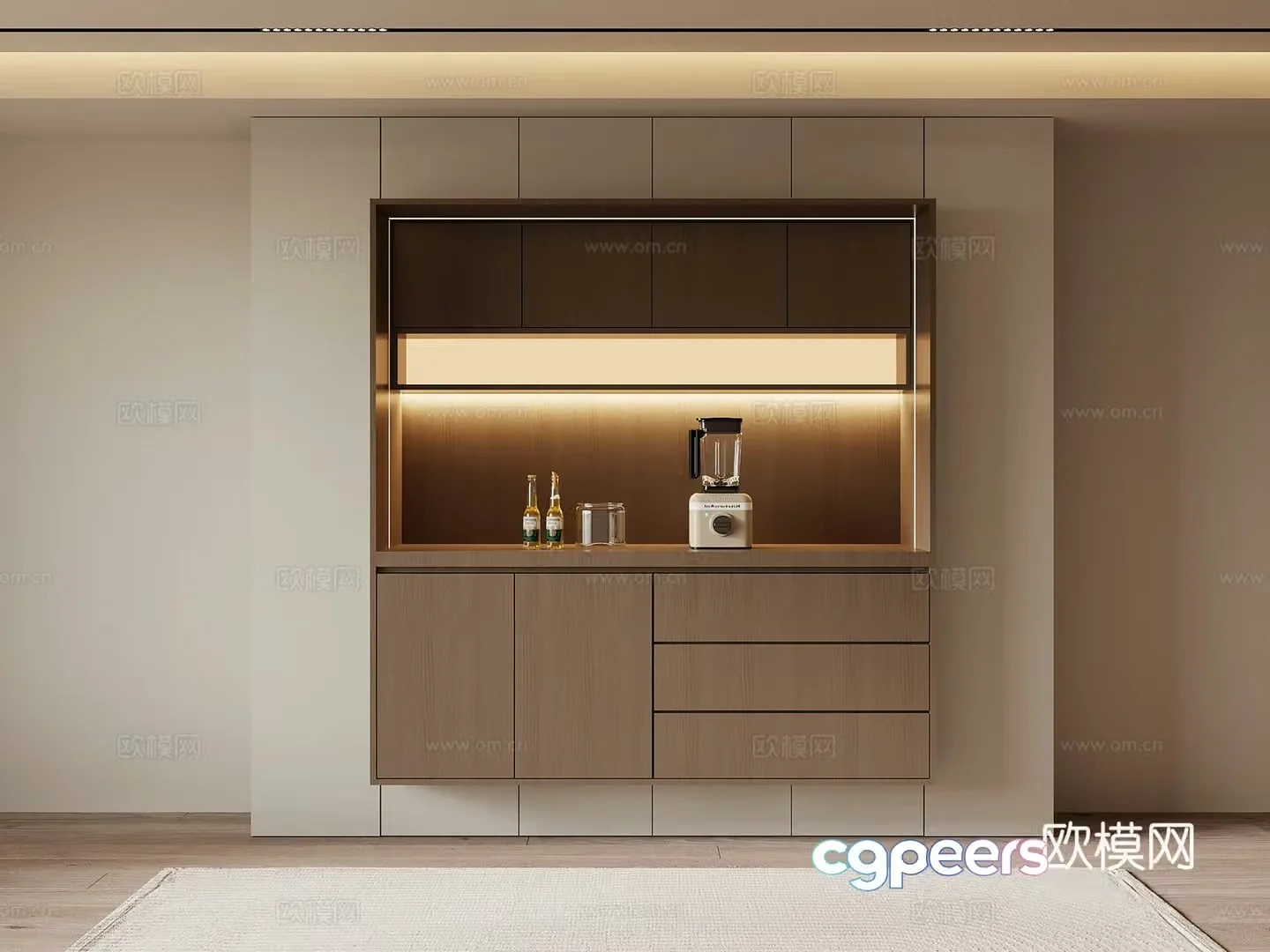 Modern minimalist wine cabinet sideboard 3D model