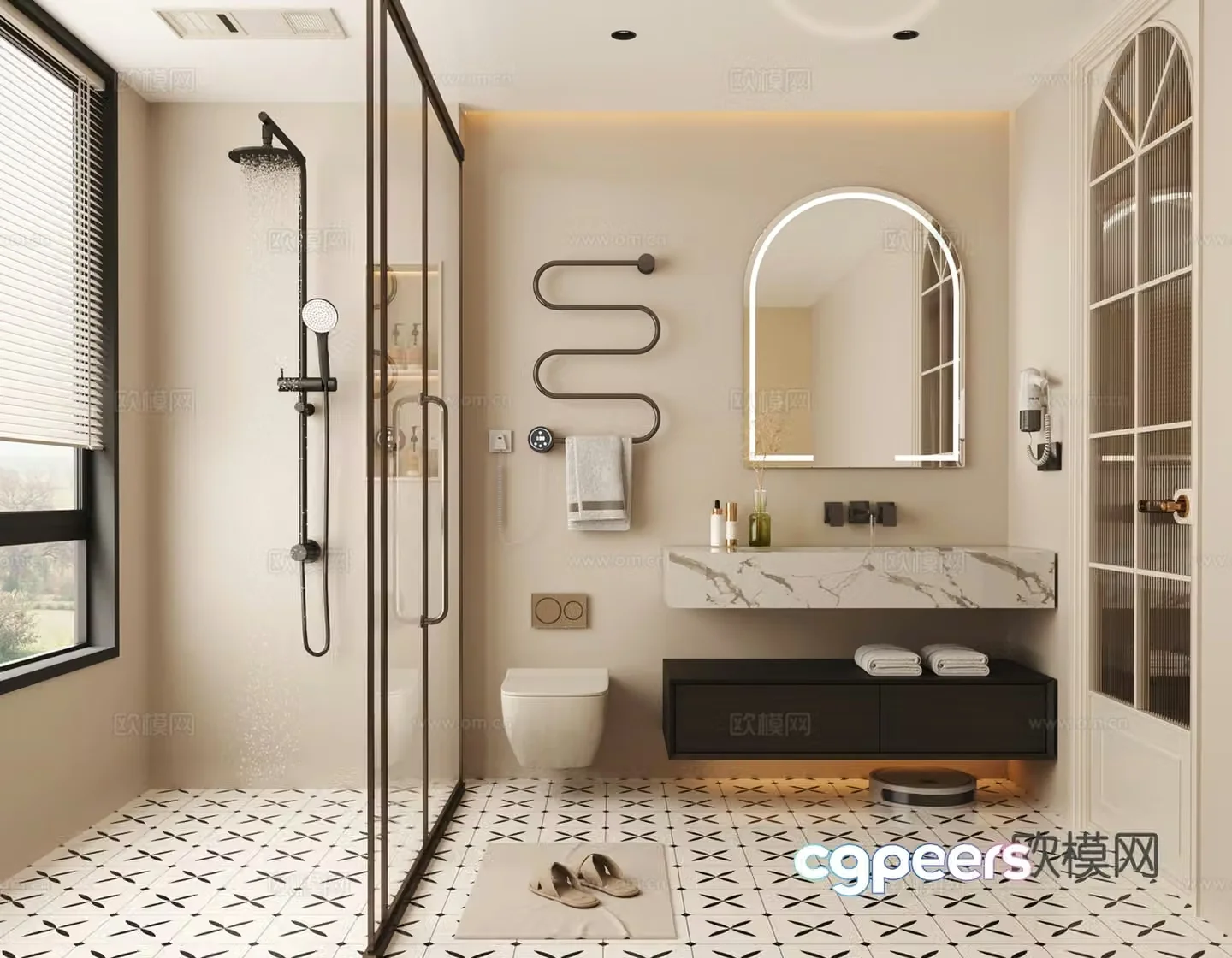 Modern bathroom Bathroom Shower Toilet Bathroom Cabinet 3D Model