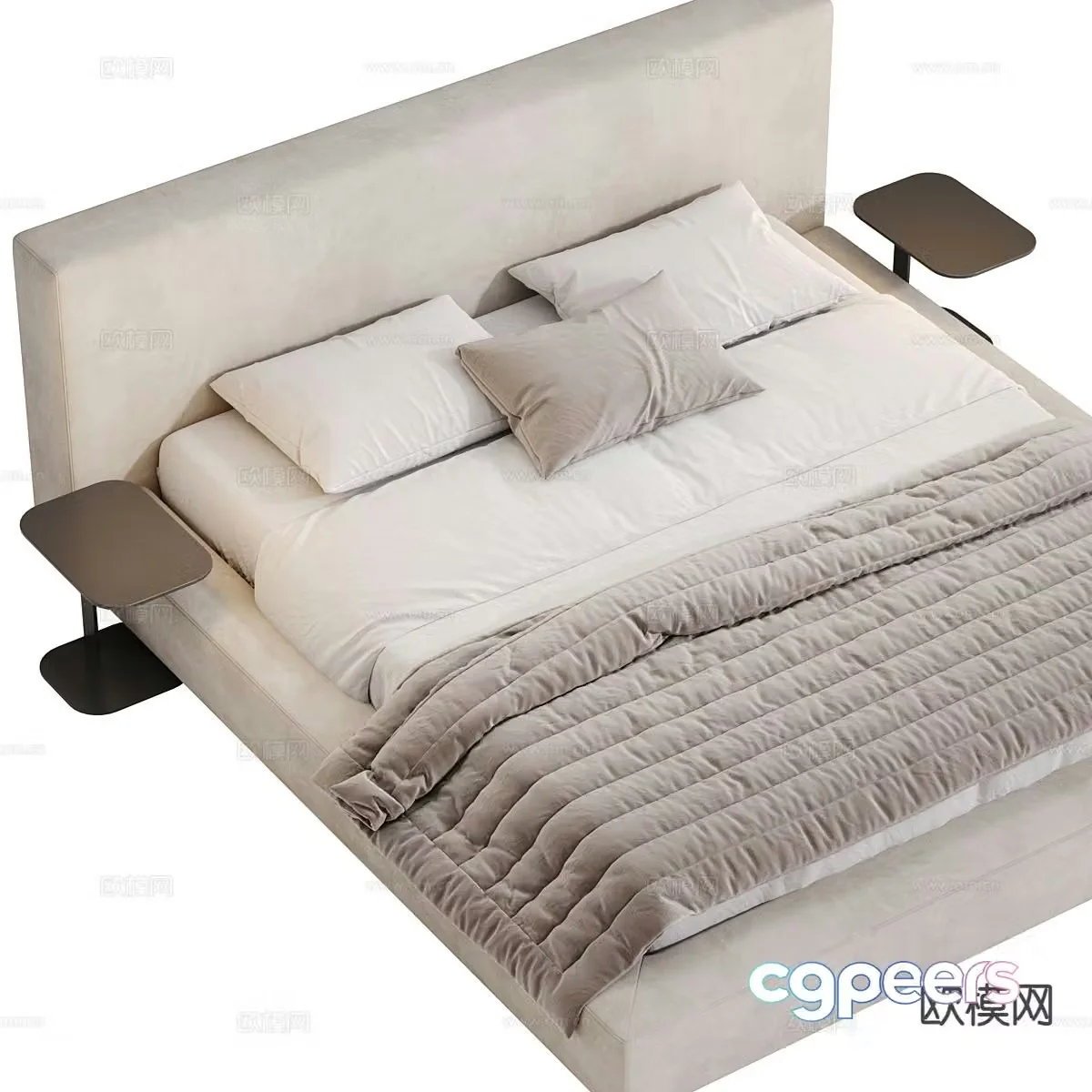 Modern double bed 3d model