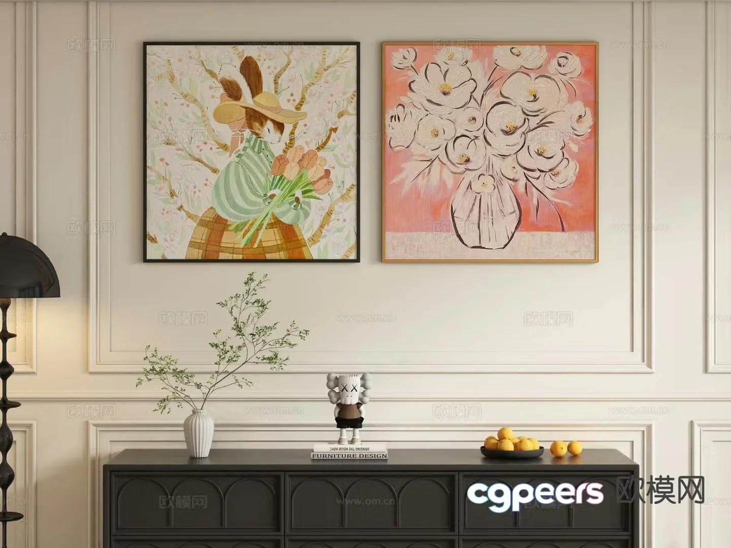 Decorative painting art painting hanging painting 3d model