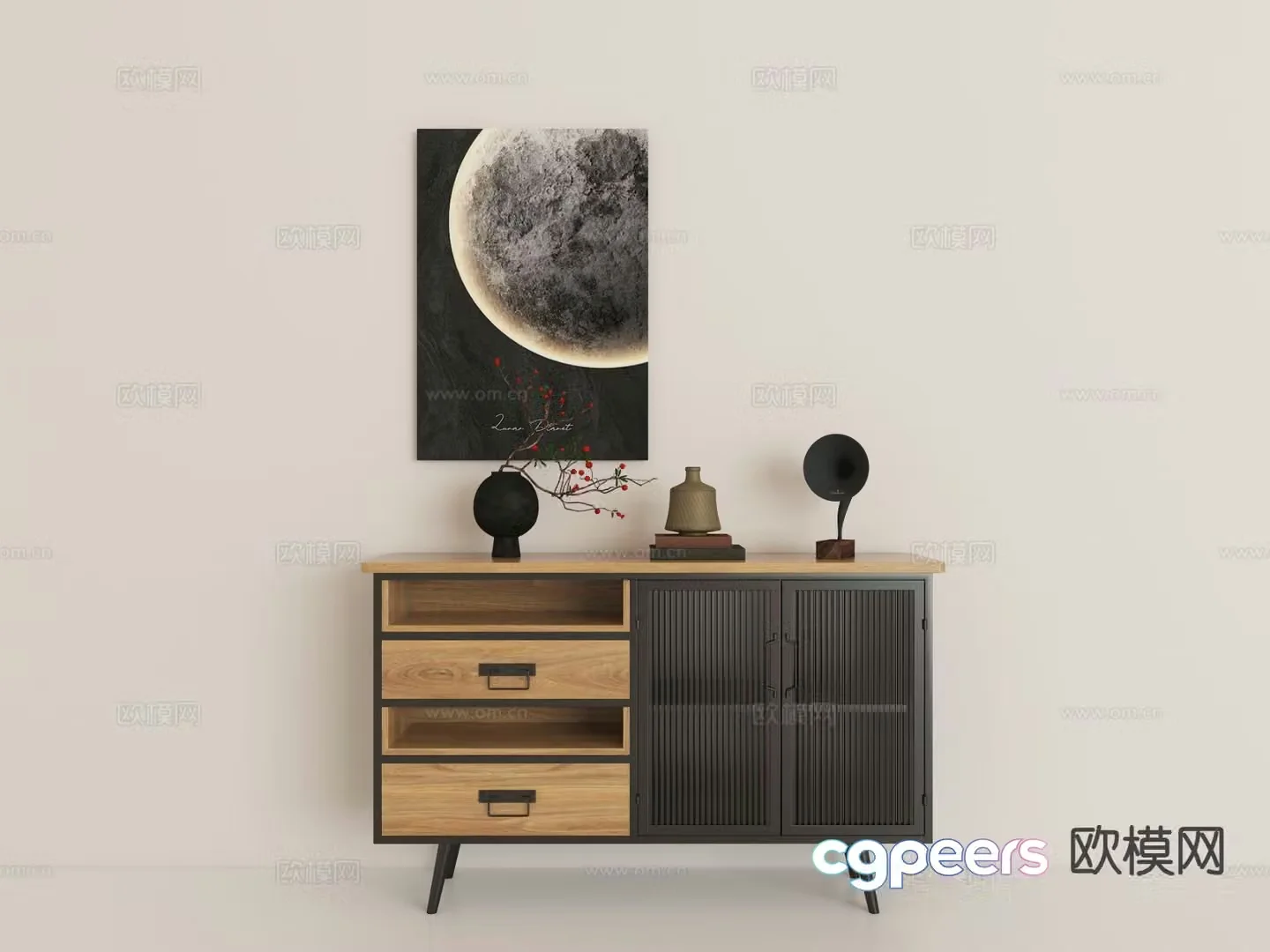 Wabi-sabi entrance cabinet Duanjing cabinet 3D model