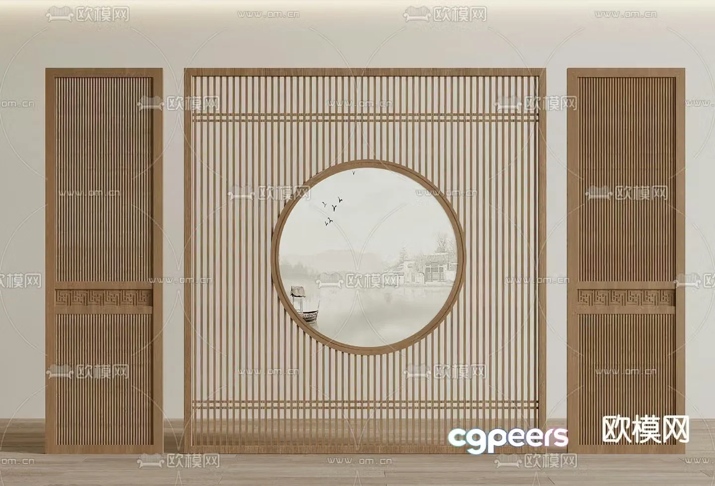 New Chinese style partition Grid partition 3D model