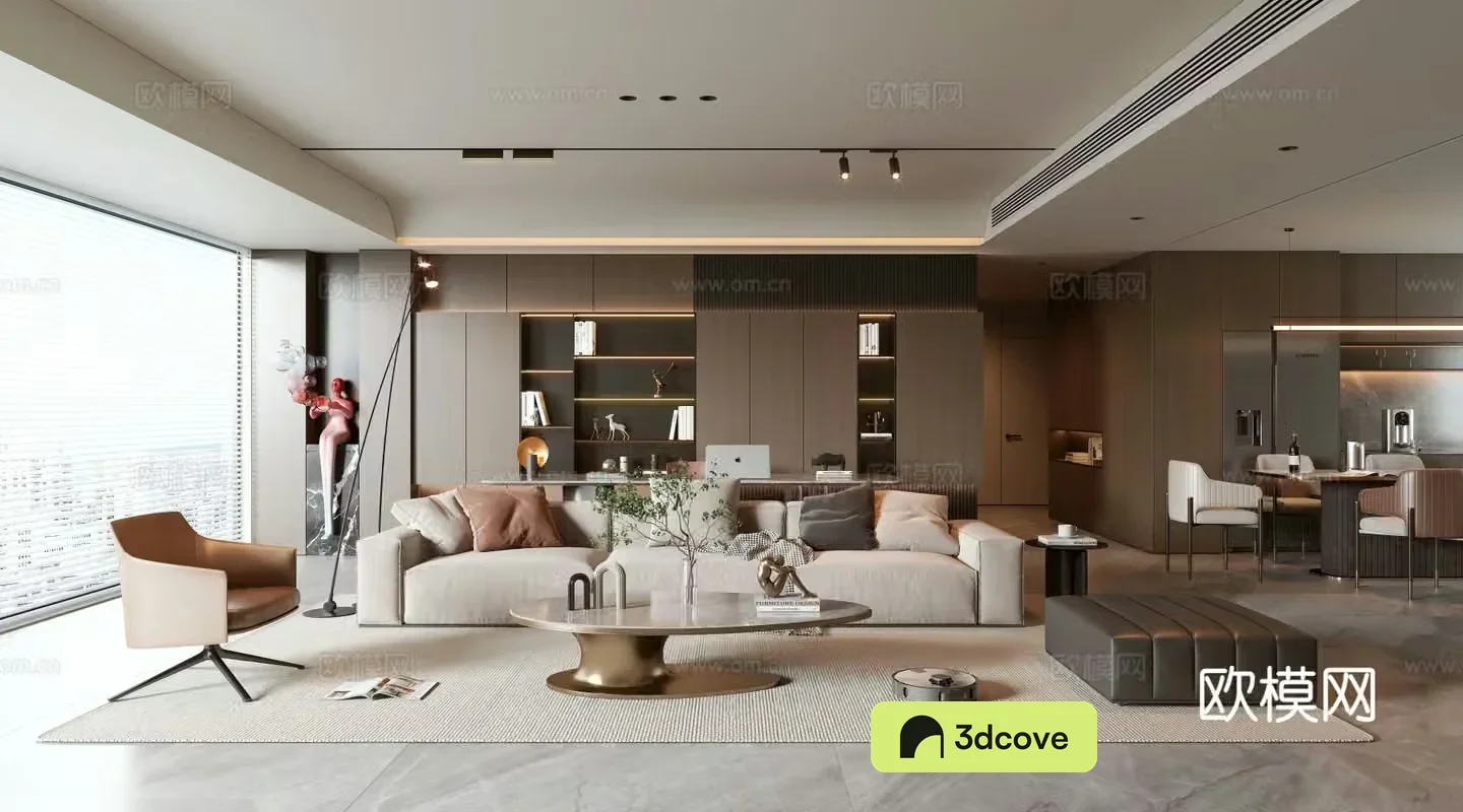 Modern living and dining room