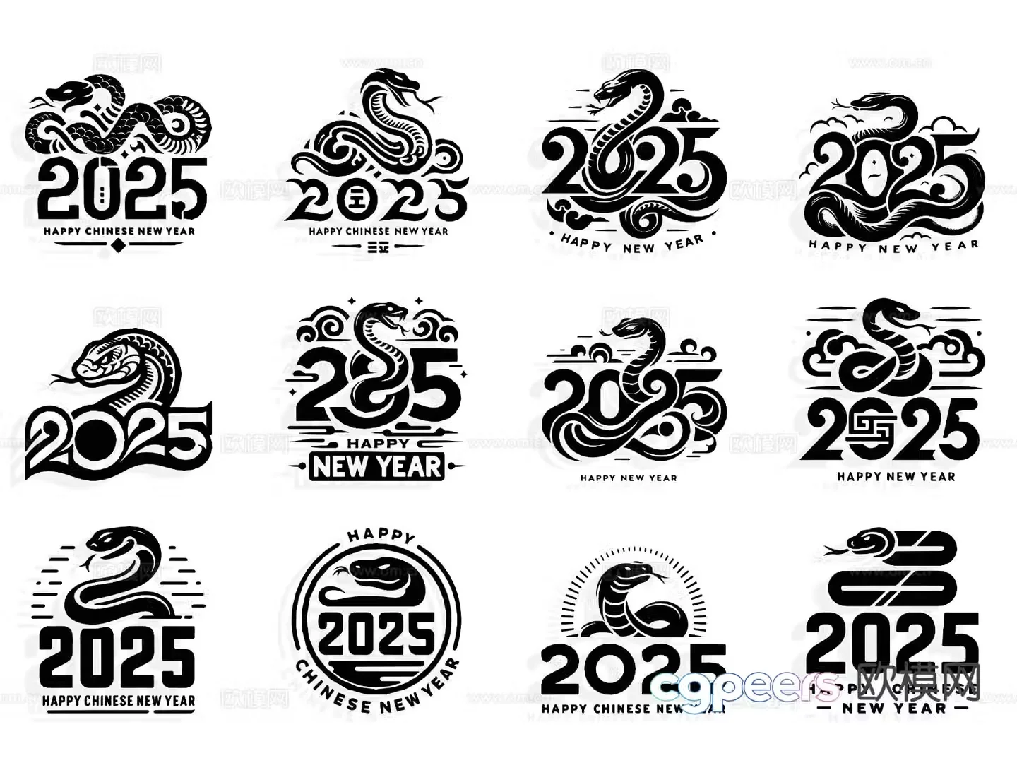 snake zodiac sign wall decoration silhouette element icon 3d model