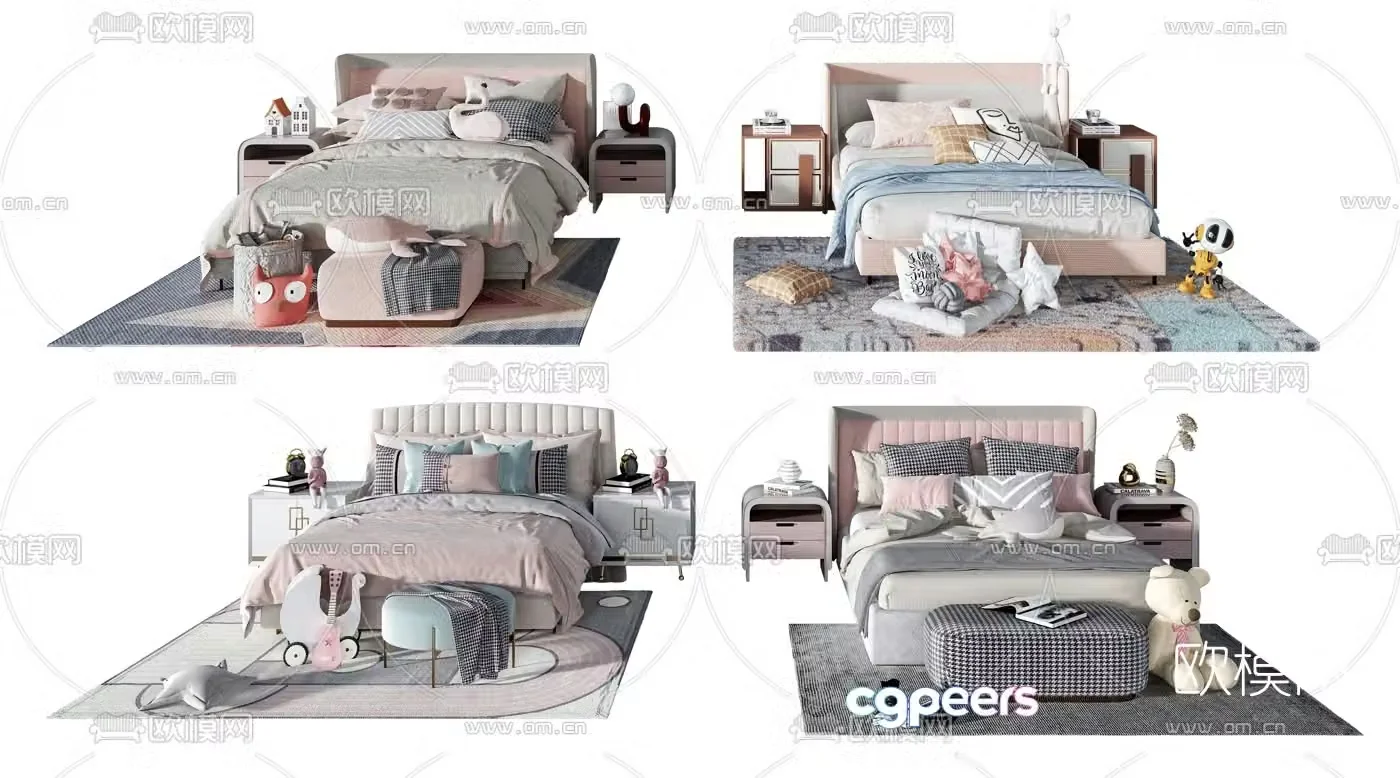 Modern fabric children’s bed 3d model