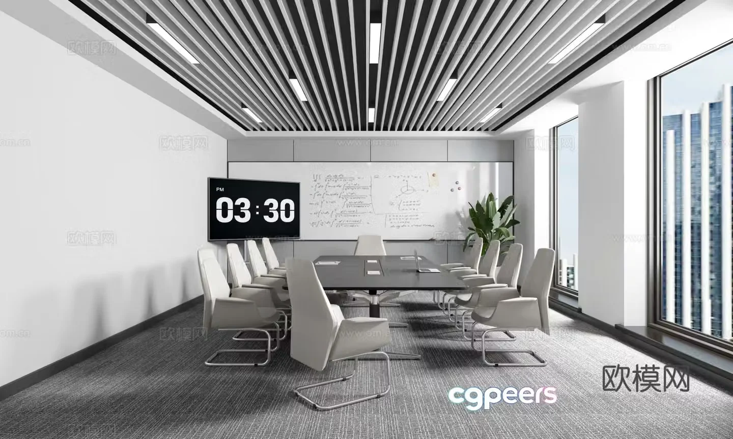 Modern conference seminar training reception room 3d model